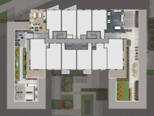 A floor plan of a large apartment building showcasing new condos in GTA.