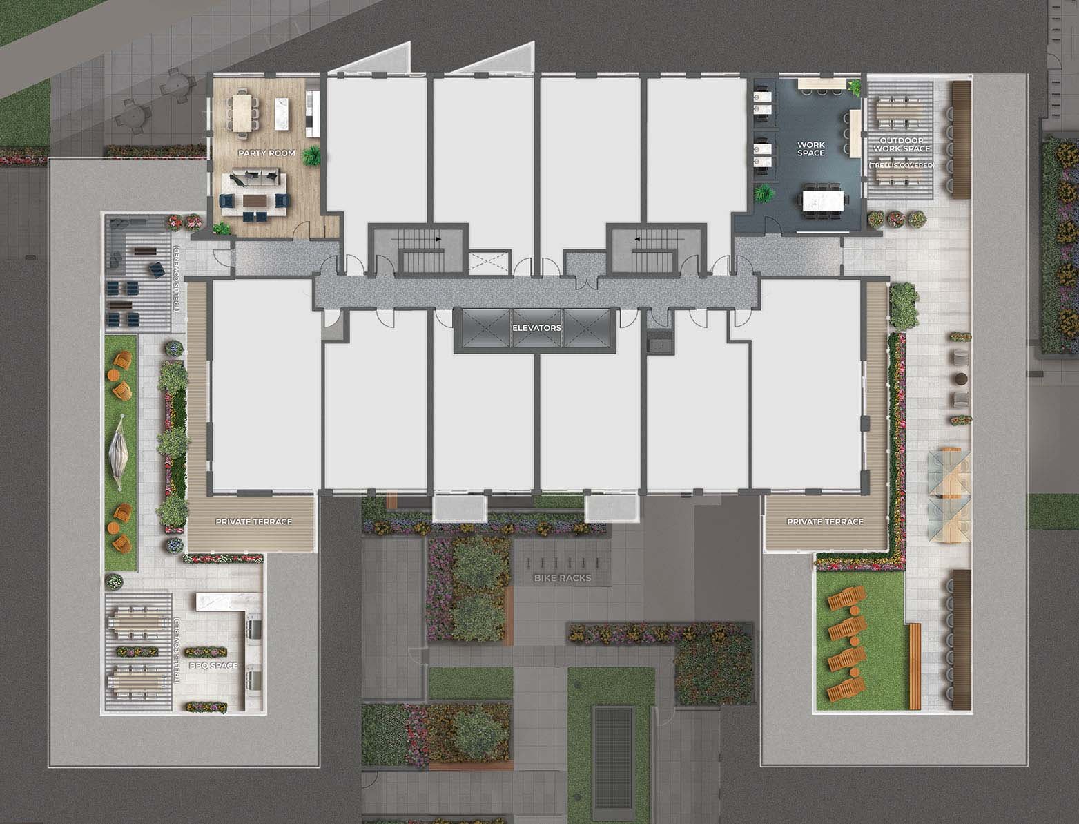 A floor plan of a large apartment building showcasing new condos in GTA. A floor plan of a large apartment building showcasing new condos in GTA.