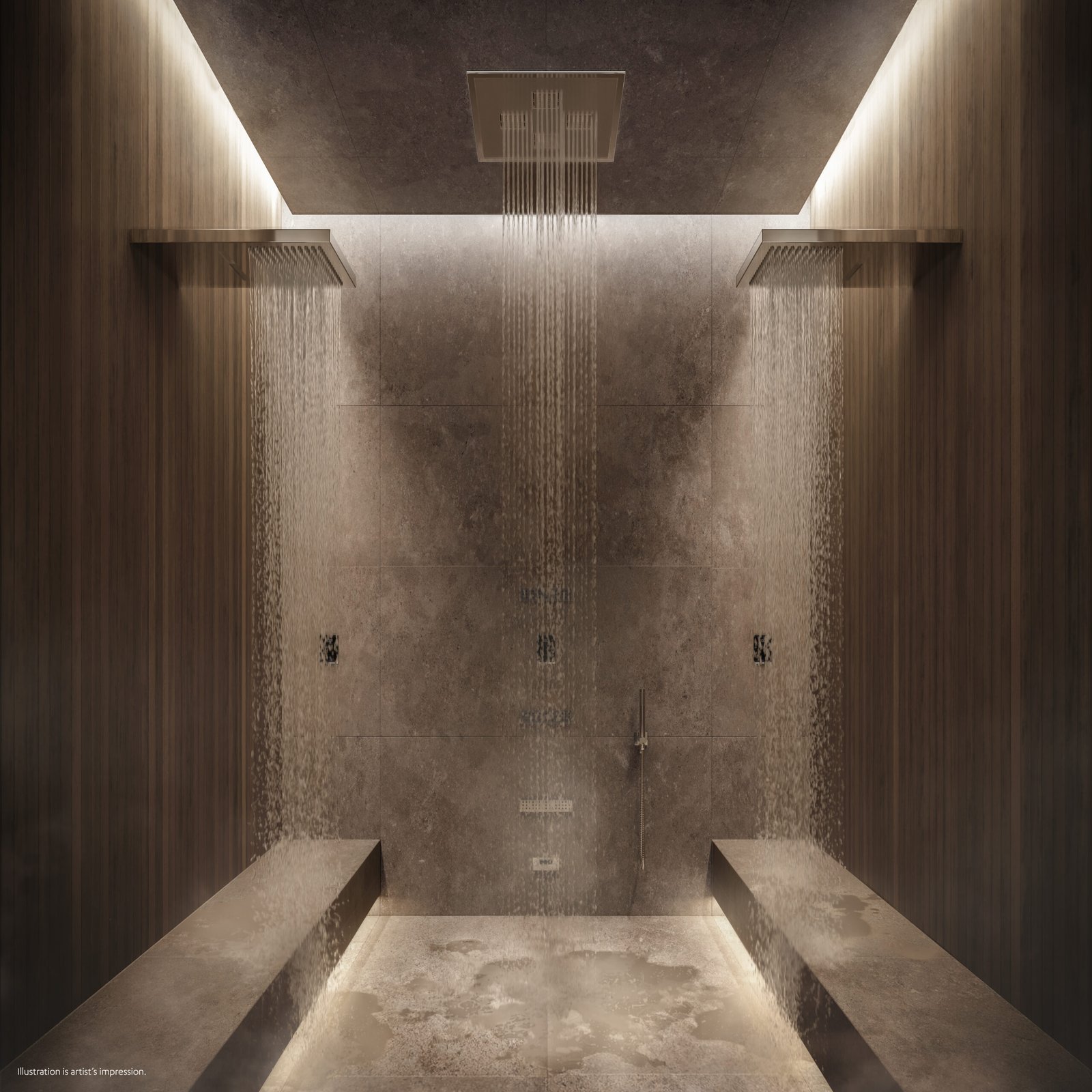 A bathroom with a shower and a bench, perfect for new homes and pre-construction homes in Gta. A bathroom with a shower and a bench, perfect for new homes and pre-construction homes in Gta.