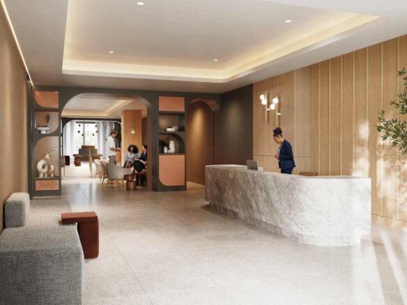 An image of the lobby of a hotel showcasing new condos in Gta.