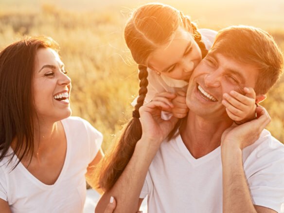 Happy family spending time in nature