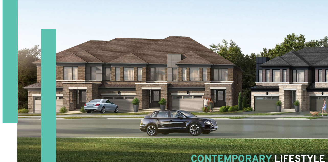 Street view of modern two-story houses with brick and siding exteriors. A car is parked in one driveway, while another drives by. Lush greenery surrounds these new homes, capturing the essence of a contemporary lifestyle in Toronto. Street view of modern two-story houses with brick and siding exteriors. A car is parked in one driveway, while another drives by. Lush greenery surrounds these new homes, capturing the essence of a contemporary lifestyle in Toronto.