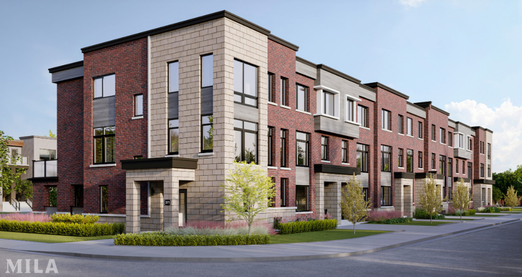 Discover a modern townhouse complex with brick and stone exteriors in the sunny confines of the GTA. Boasting large windows and enhanced by small trees and shrubs, these pre-construction homes offer a fresh start in style.