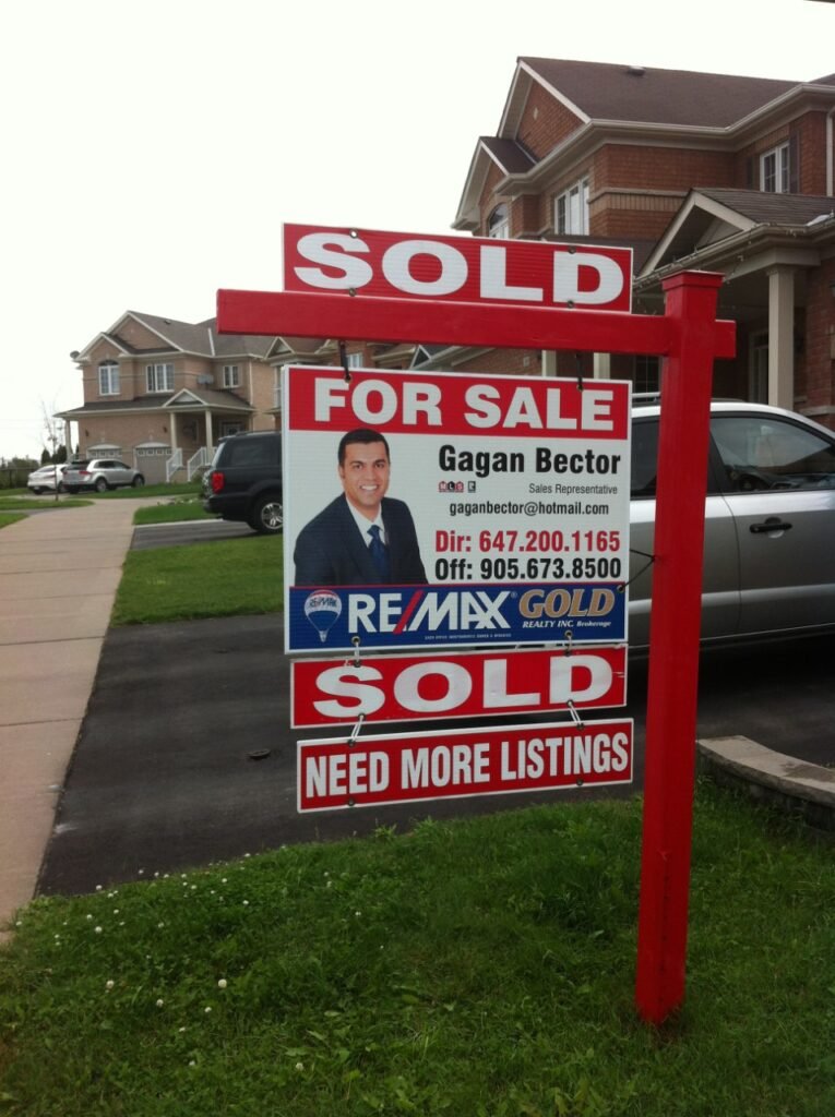 A for sale sign in front of a house.