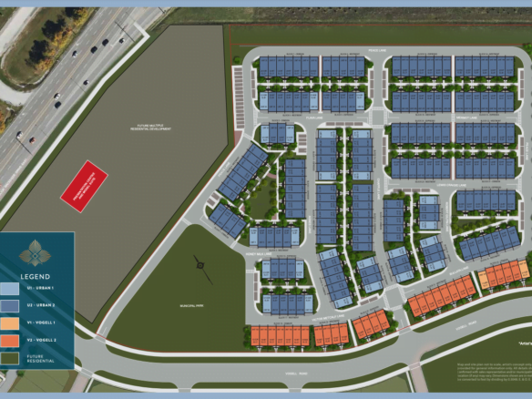 A detailed site plan of the Legacy Hill residential development shows rows of houses from the exclusive Couture Collection in various units. There are legends at the bottom left indicating different unit types: Urban, Urban 2, Bungalow, Villa, and Villa 2. Roads, green spaces, and a main road are also depicted.