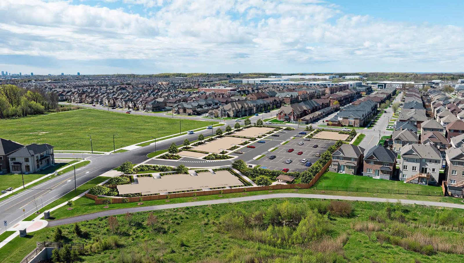 Countryside Urban Towns Aerial Community Site Plan at Inspire Blvd and Russell Creek Dr
