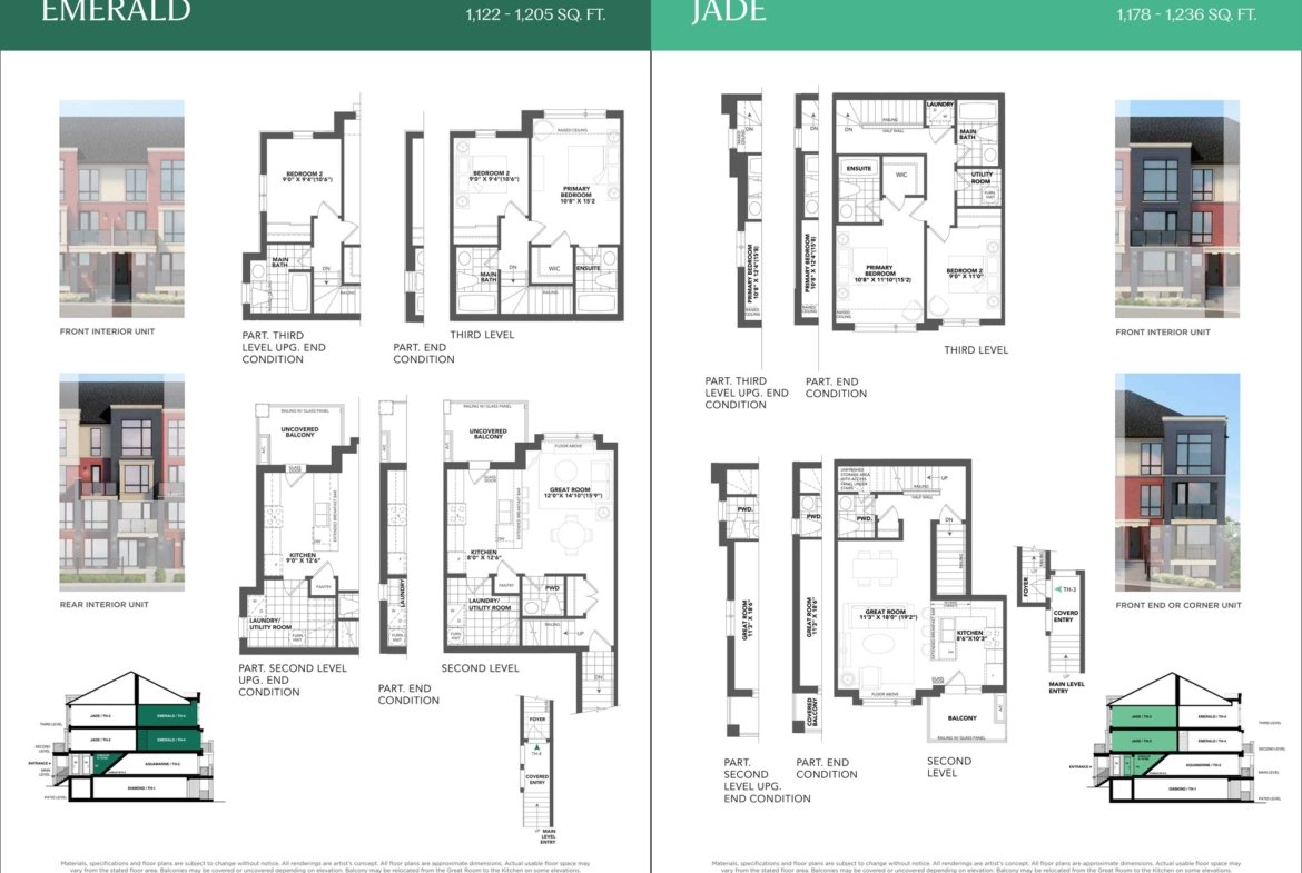 Countryside Urban Towns Official Architectural Floor Plans Second and Third Levels