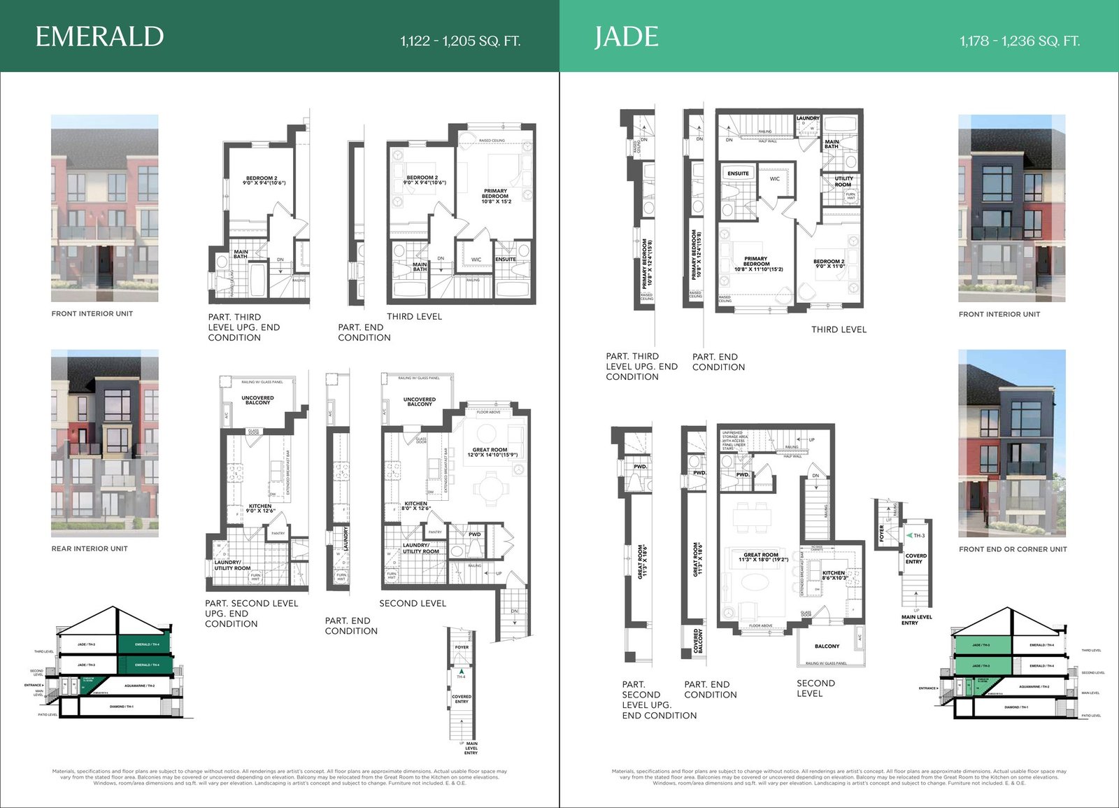 Countryside Urban Towns Official Architectural Floor Plans Second and Third Levels