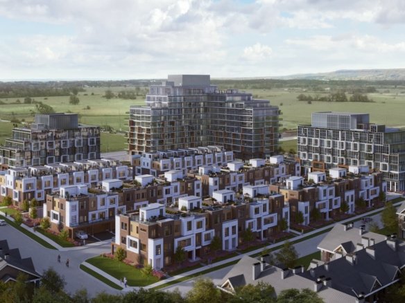 Lush community gardens and outdoor gathering spaces at Elements Milton