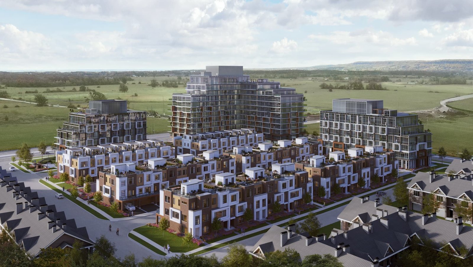 Lush community gardens and outdoor gathering spaces at Elements Milton