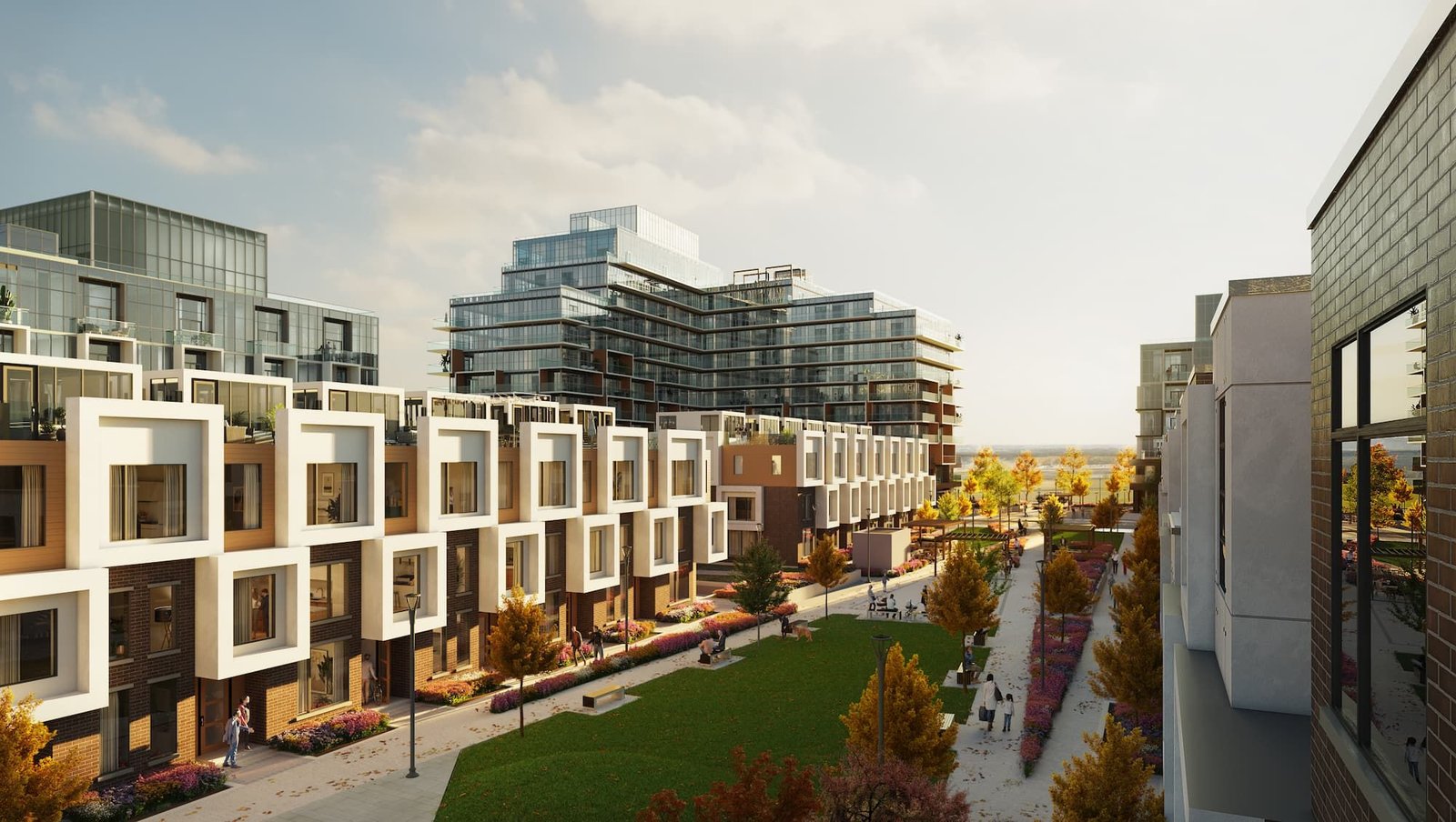 Tree-lined streetscapes and pedestrian-friendly pathways at Elements Milton