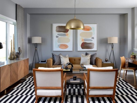 Bright and elegant great room living space at Empire Avalon