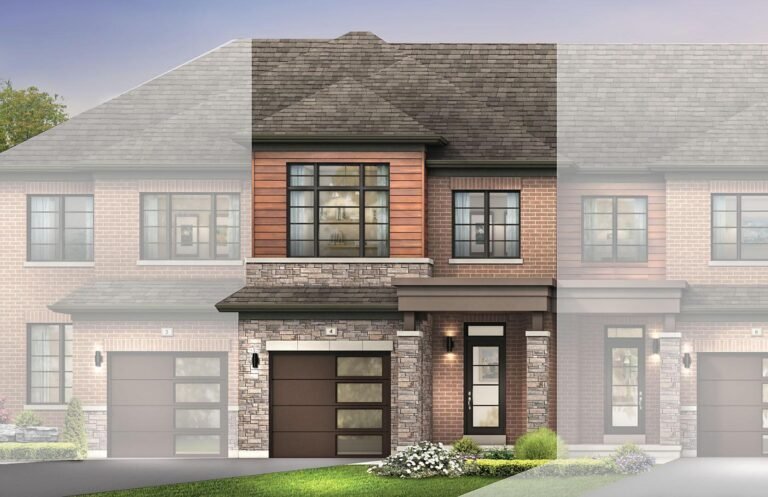 Contemporary freehold townhome architectural exterior at Empire Calderwood in Thorold