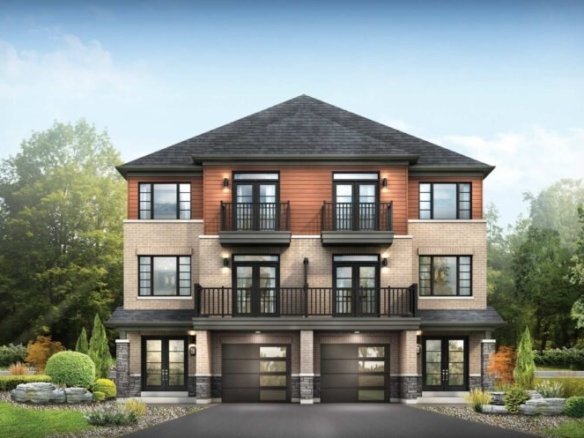 Modern transitional exterior elevation B for The London village townhome at Empire Canals