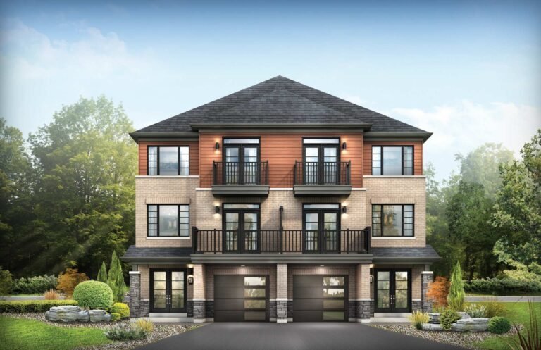 Modern transitional exterior elevation B for The London village townhome at Empire Canals