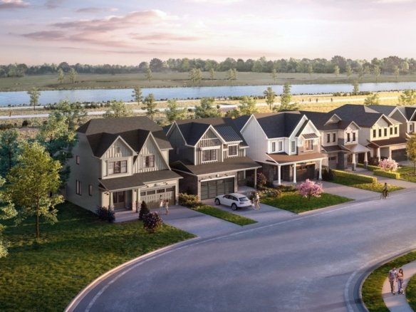 Scenic water views and protected green corridors directly along the Welland Canal at Empire Canals