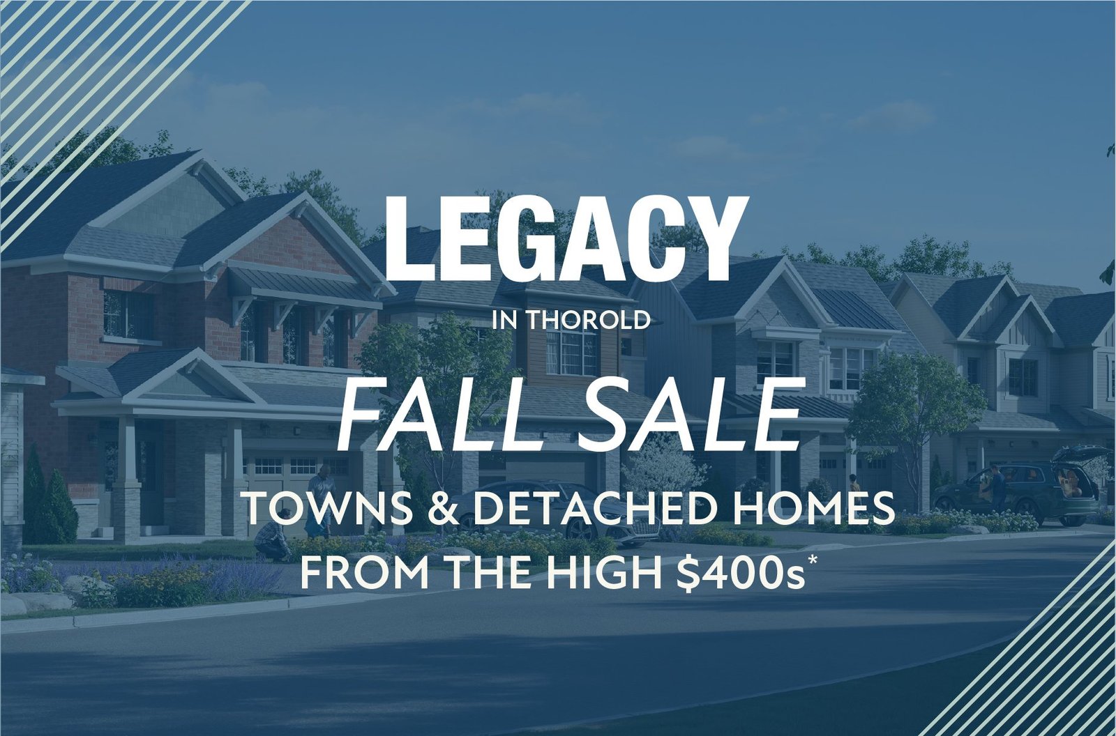 Empire Legacy master-planned community streetscape architectural rendering in Thorold Niagara Region