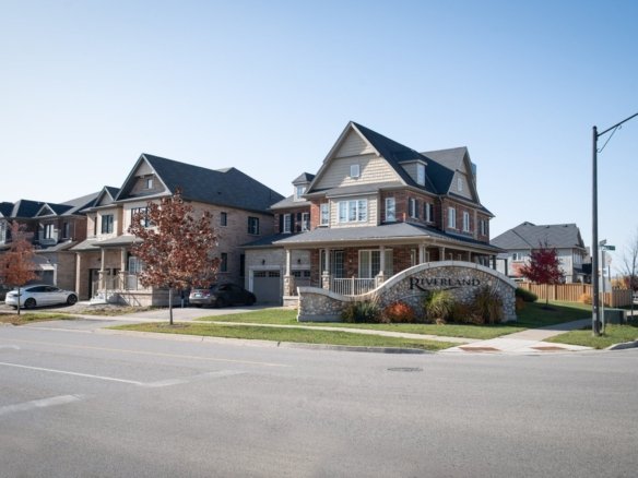 Empire Riverland master-planned community streetscape rendering in Breslau Kitchener-Waterloo