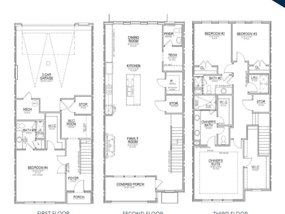 Detailed floor plan layout for the Hayden townhome collection at Empire Riverland