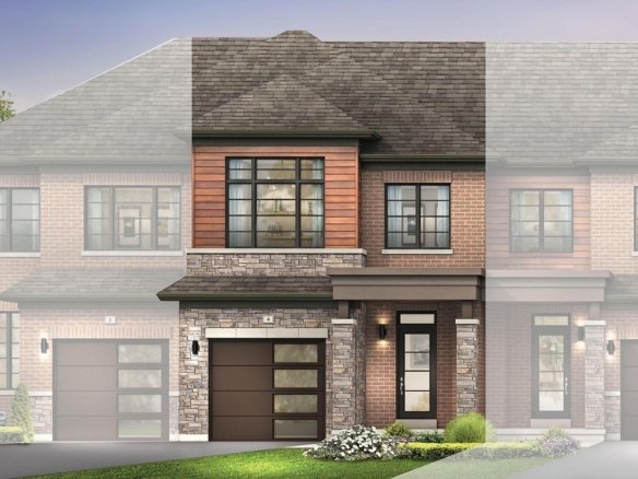 Modern exterior architectural elevation B for freehold townhomes at Empire Riverland