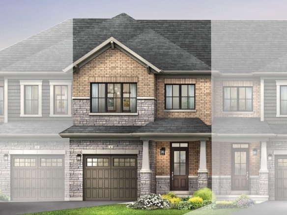 Distinctive exterior architectural elevation C for freehold townhomes at Empire Riverland