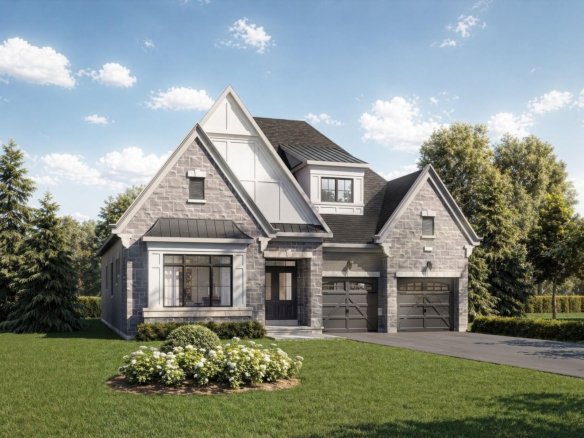 Architectural exterior elevation A for the 52-foot Bordeaux bungalow estate at Empire St Davids