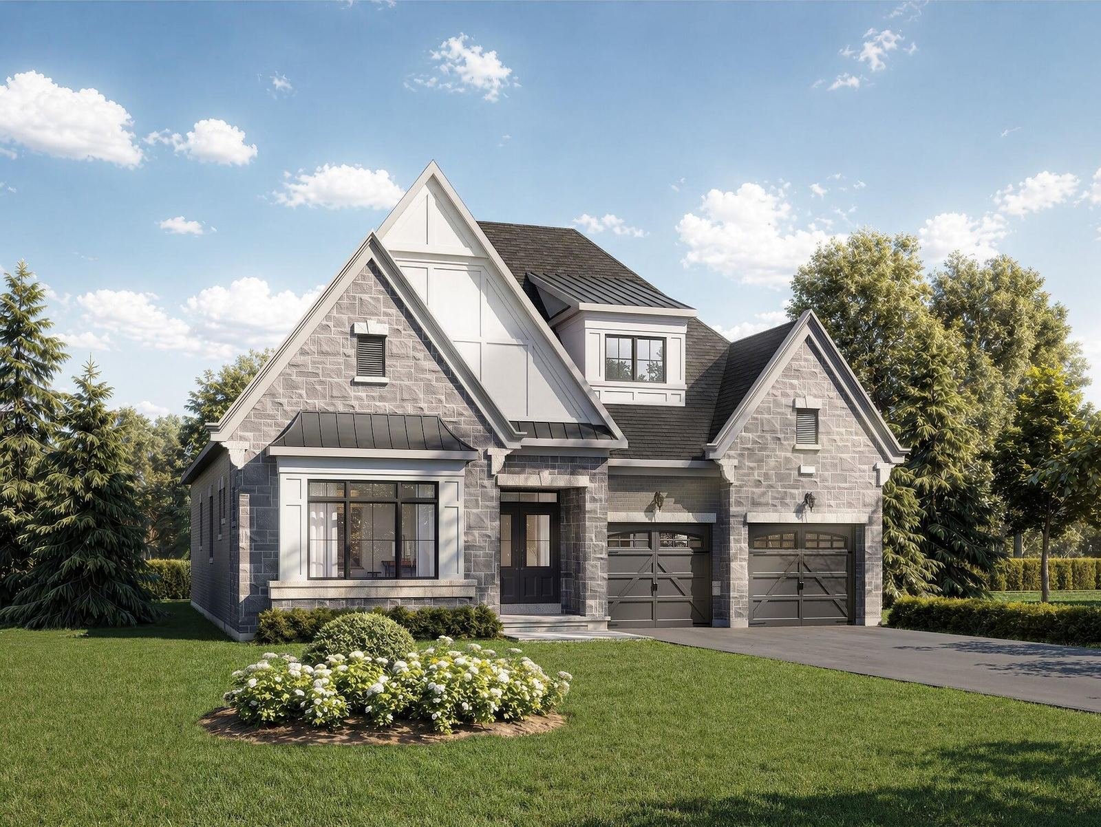 Architectural exterior elevation A for the 52-foot Bordeaux bungalow estate at Empire St Davids