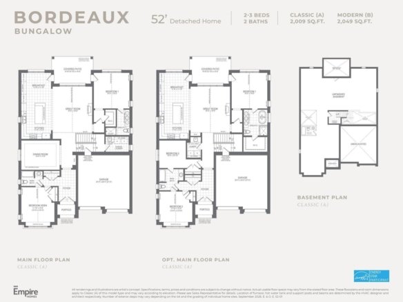 Architectural layout and floor plan schematic for The Bordeaux Bungalow at Empire St Davids Collection