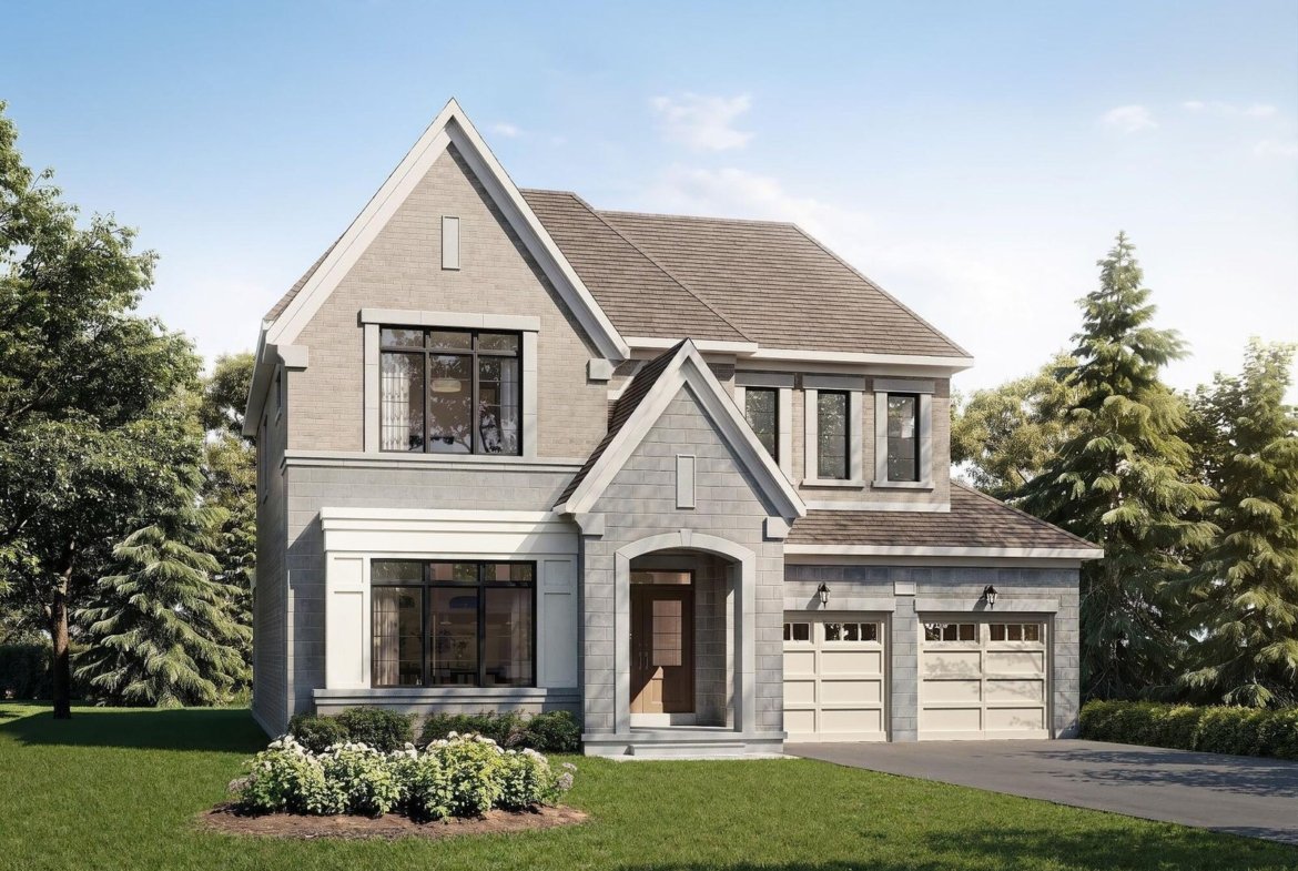 Contemporary architectural elevation B for The Burgundy executive detached home at Empire St Davids