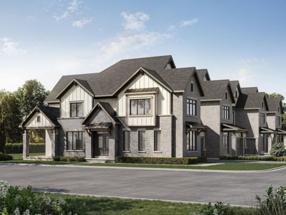 Classic architectural block exterior for the Navarra 29-foot corner executive townhome at Empire St Davids