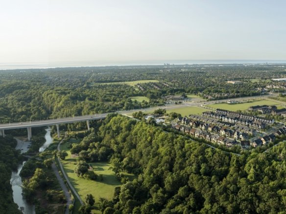 Five Oaks Oakville Master-Planned Community Aerial Overlooking Sixteen Mile Creek & Lions Valley Park | SG Homes
