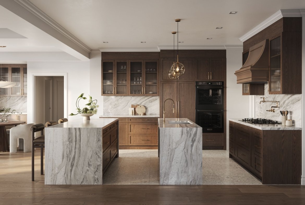 Five Oaks Oakville Chef-Inspired Designer Kitchen Interior Rendering by Caivan | SG Homes