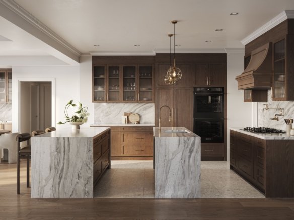 Five Oaks Oakville Chef-Inspired Designer Kitchen Interior Rendering by Caivan | SG Homes